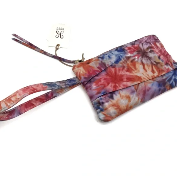 HOBO Waver Floral Tie-Dye Clutch Leather Bag Hard to Find - Picture 9 of 11